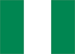 [ai] The flag of Nigeria featuring three vertical stripes: two green stripes on the sides and a white stripe in the center.